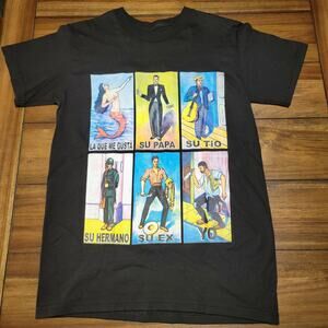 Loteria (Mexican Bingo) Black Unisex Tee - Size Small